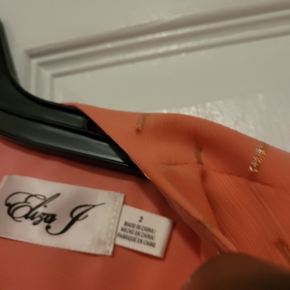 Eliza J Orange Asymmetrical Ruffled Wrap Dress - Picture 7 of 8